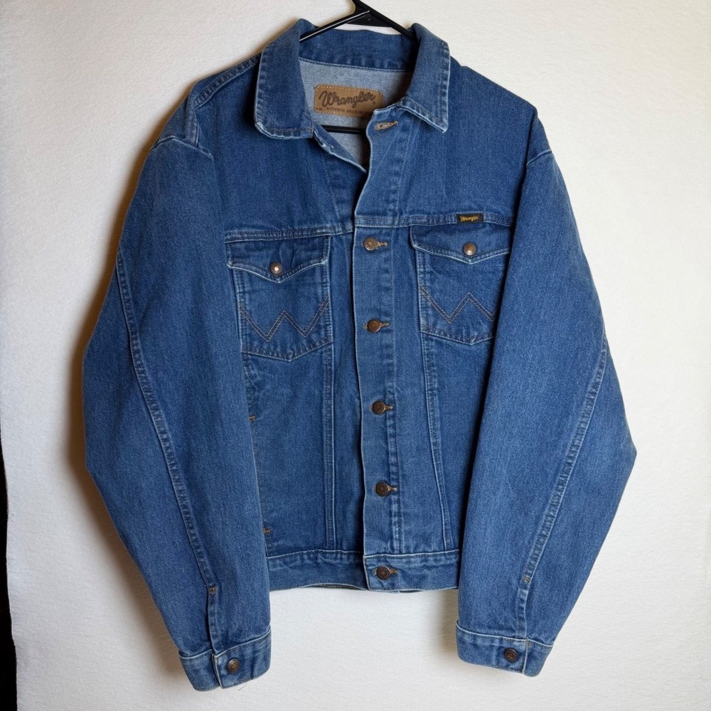 Vintage Wrangler M-159 Authentic Western Denim Jacket Men XL Blue Cotton